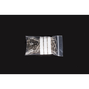 Bolsas con autocierre zip con franjas blancas escritura 80mmx120mm