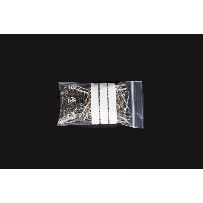 Bolsas con autocierre zip con franjas blancas escritura 120mmx70mm