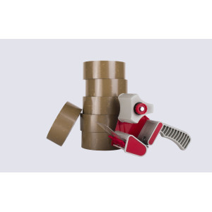 Kit de 6 rollos  PVC marrón + precintadora