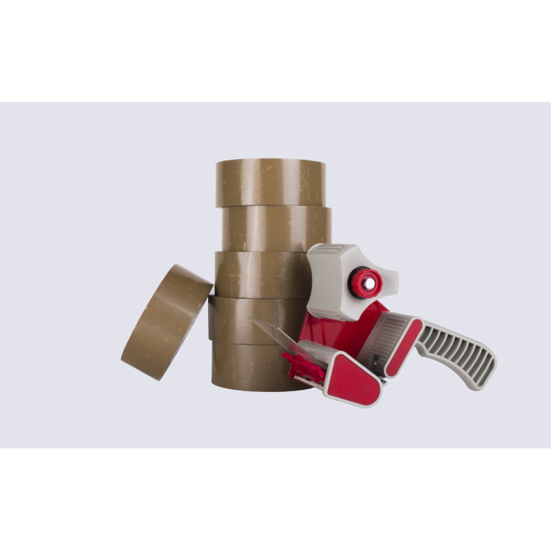 Kit de 6 rollos  PVC marrón + precintadora