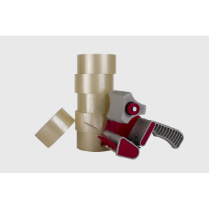 Kit de 6 rollos PVC transparente + precintadora